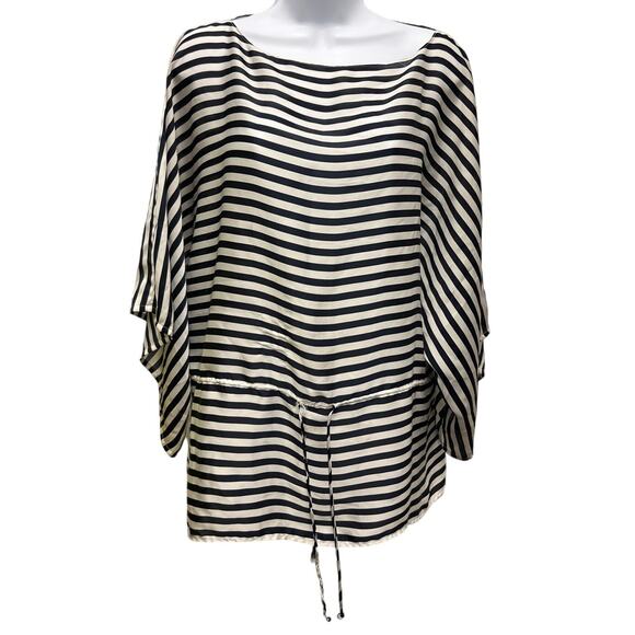 CHAPS Women's Nautical Striped Drawstring Blouse - Size M - Picture 1 of 5